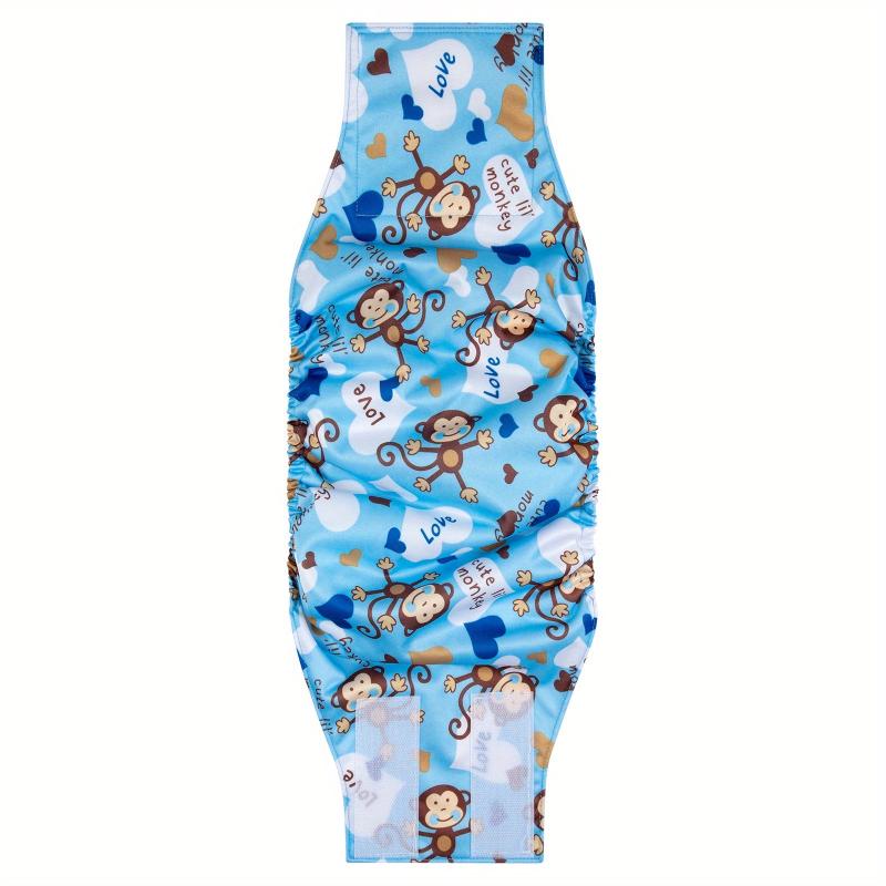 Cartoon Monkey Reusable Dog Diapers for Male Puppies