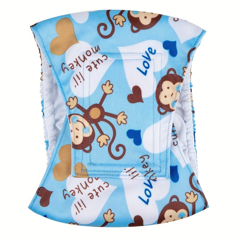 Cartoon Monkey Reusable Dog Diapers for Male Puppies