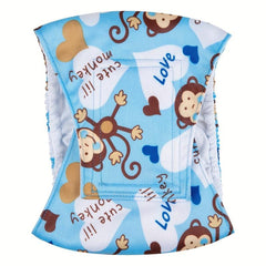 Cartoon Monkey Reusable Dog Diapers for Male Puppies