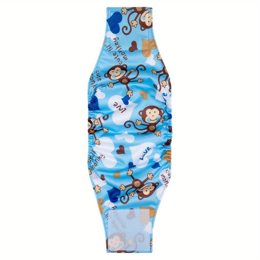 Cartoon Monkey Reusable Dog Diapers for Male Puppies