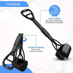 Portable Pet Poop Scooper with Long Handle for Indoor Outdoor Cleaning