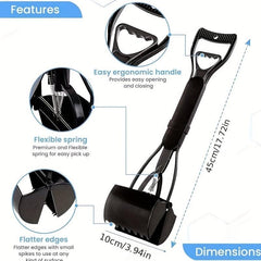 Portable Pet Poop Scooper with Long Handle for Indoor Outdoor Cleaning