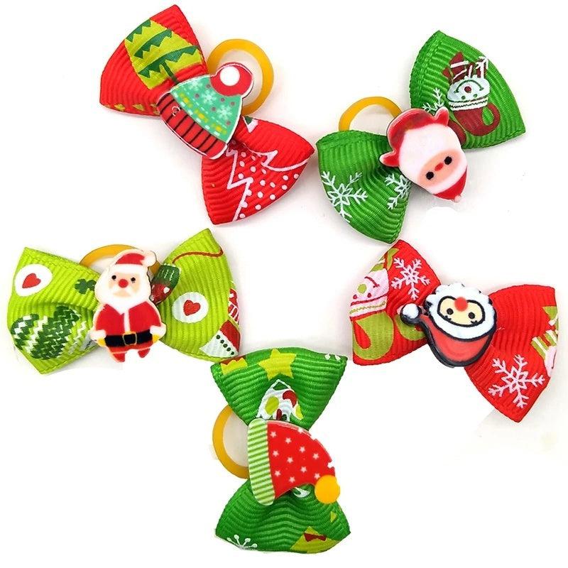 10pcs Christmas Dog Bow Ties Dog Hair Accessories Pet Dog Hair Bows