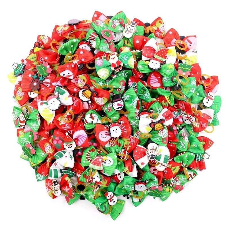 10pcs Christmas Dog Bow Ties Dog Hair Accessories Pet Dog Hair Bows