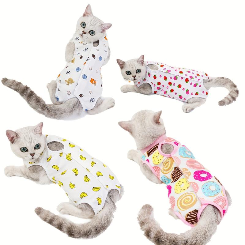 Fruit Graphic Cat Recovery Suit Safe Breathable Jumpsuit