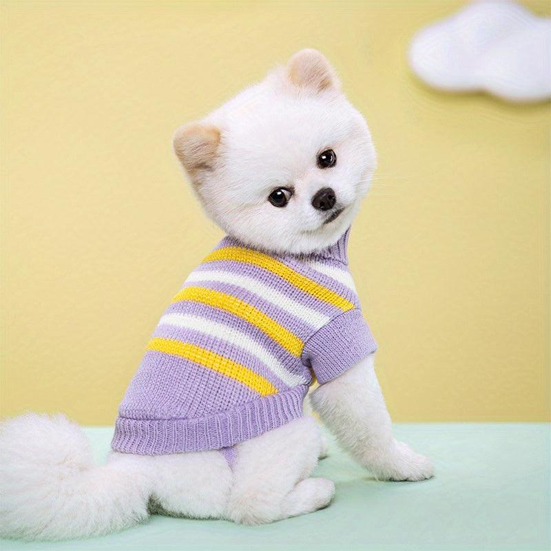 Stripes Pattern Pet Knitted Sweater for Small Dogs and Cats