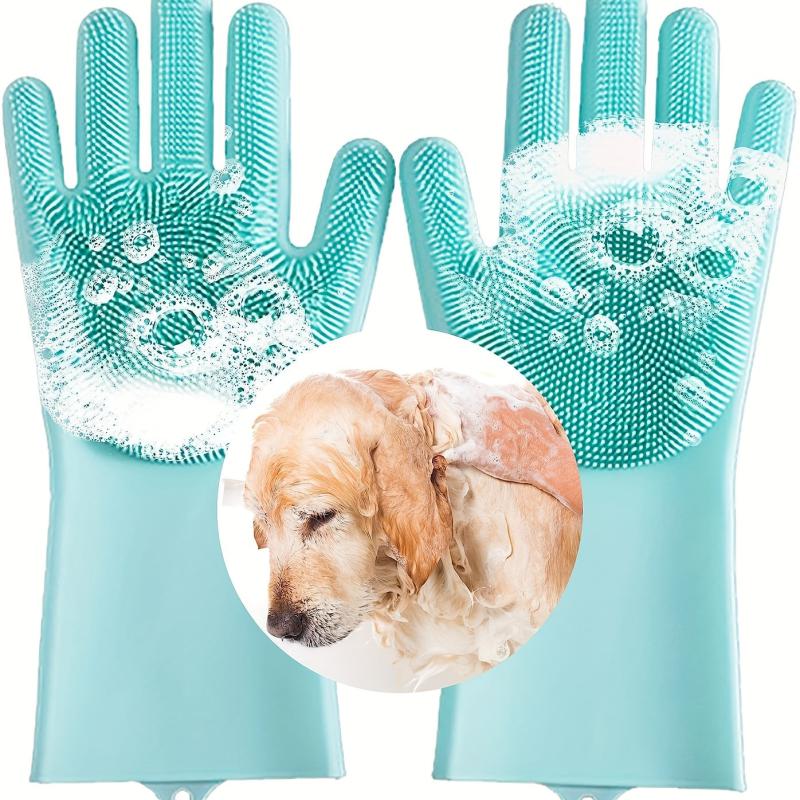 Pet Grooming Gloves Silicone Bathing Brush for Dogs and Cats