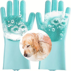 Pet Grooming Gloves Silicone Bathing Brush for Dogs and Cats