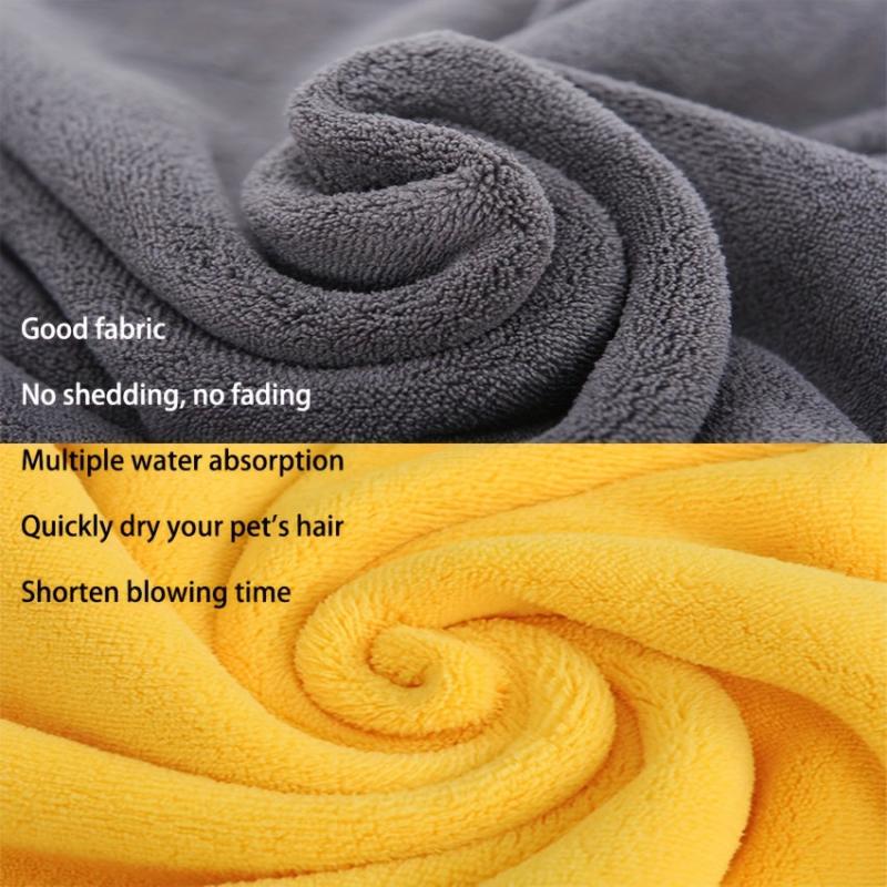 Microfiber Pet Bath Towel for Small Dogs and Cats Yellow Grey