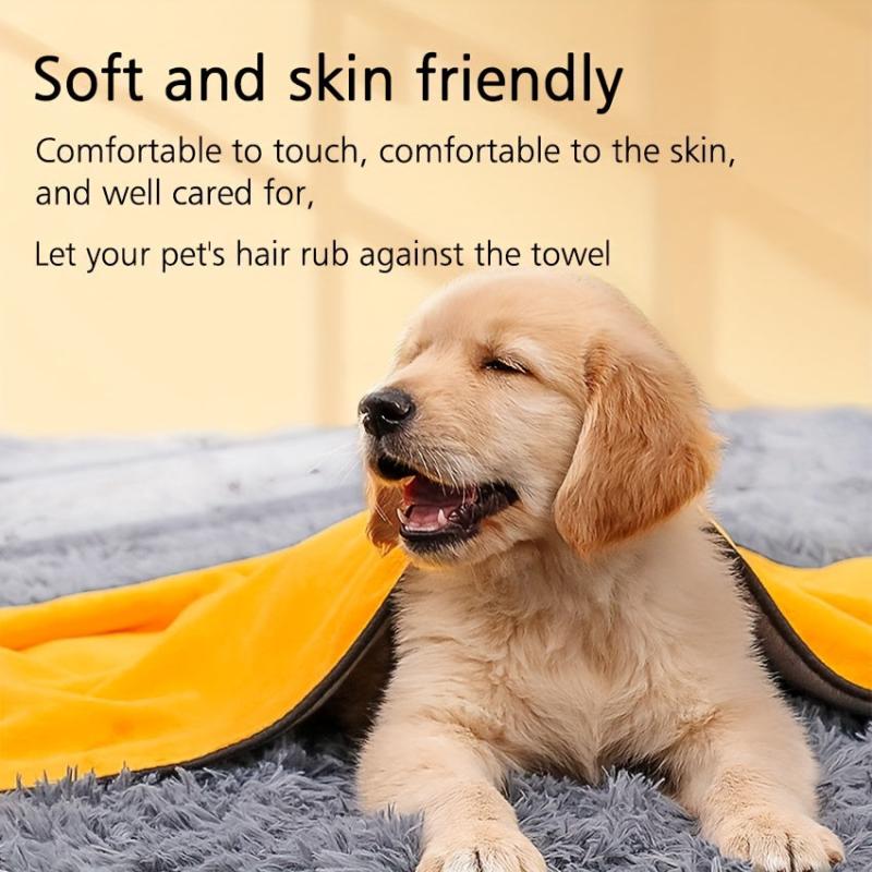 Microfiber Pet Bath Towel for Small Dogs and Cats Yellow Grey