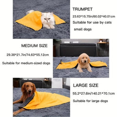 Microfiber Pet Bath Towel for Small Dogs and Cats Yellow Grey