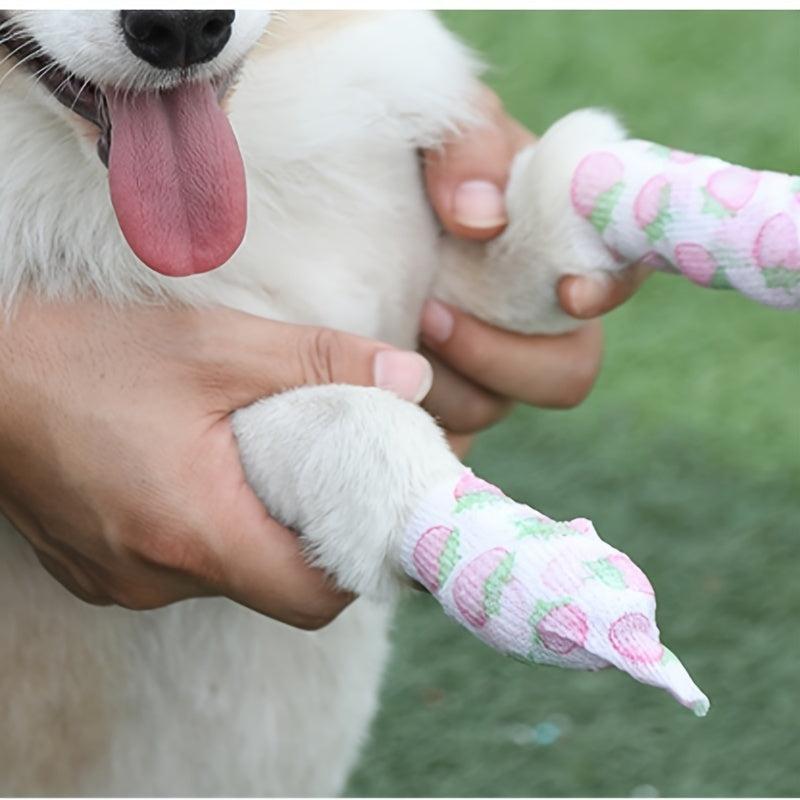 4pcs Cartoon Print Self Adhesive Bandage Wrap for Dogs Cats Elastic Tape