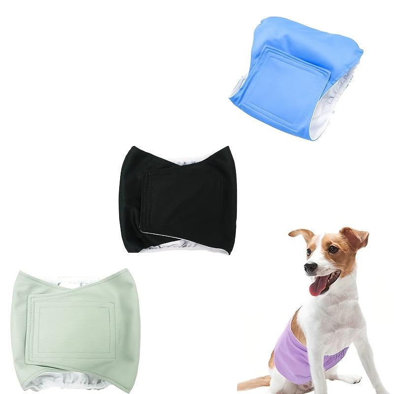 3 Pack Washable Male Dog Diaper Wraps Adjustable Belly Bands Leak Proof Pants