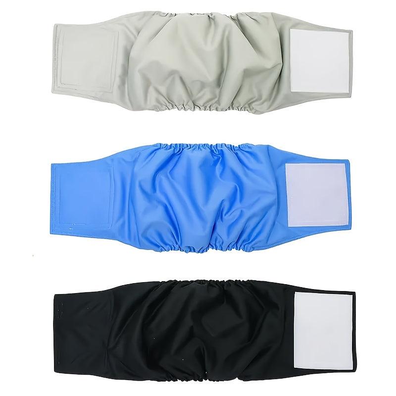 3 Pack Washable Male Dog Diaper Wraps Adjustable Belly Bands Leak Proof Pants