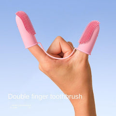 Double Finger Dog Toothbrush Pet Tooth Cleaning Finger Cover
