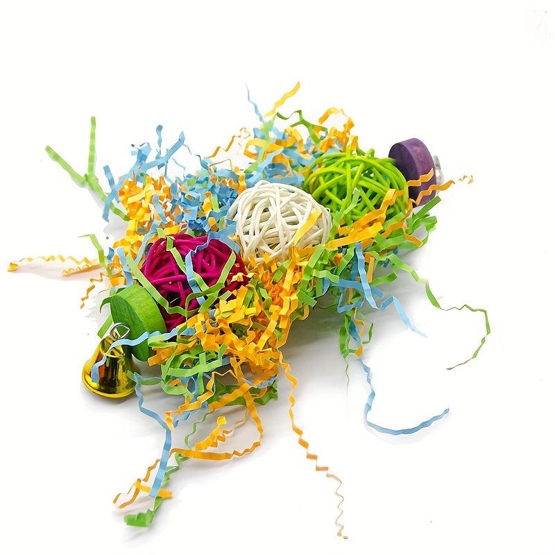 3pcs Parrot Toys Set - Shredded Paper Rattan Ball Bird Toy