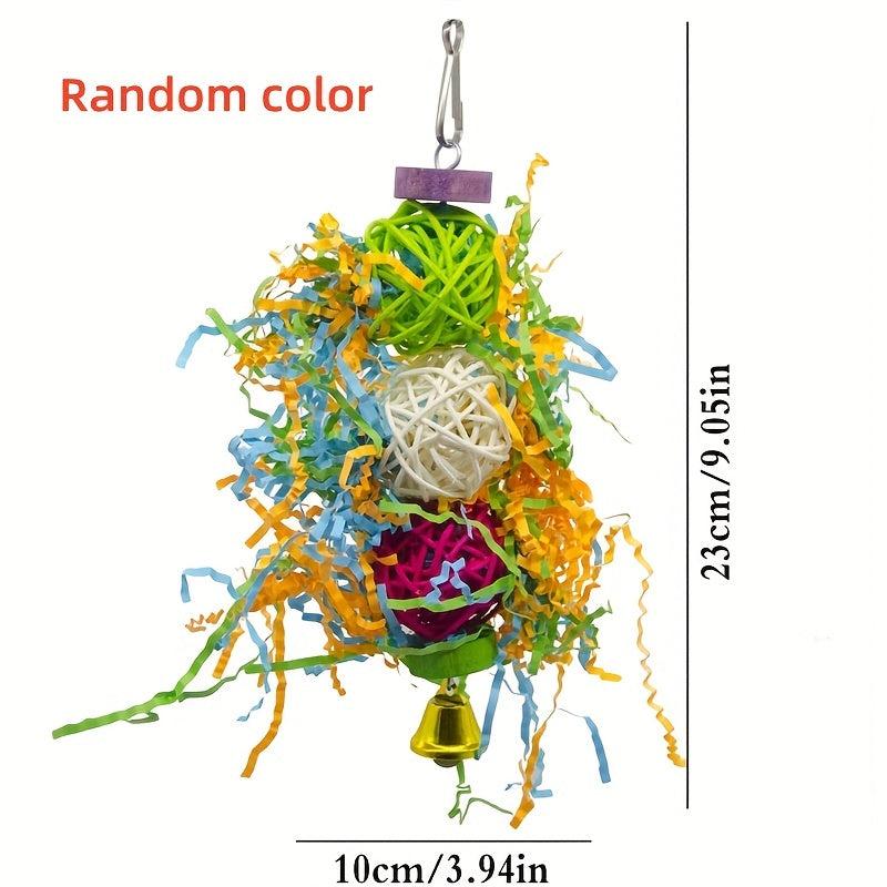 3pcs Parrot Toys Set - Shredded Paper Rattan Ball Bird Toy