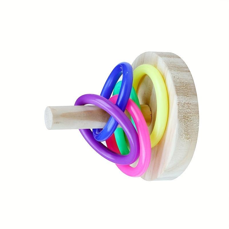 Wooden Parrot Ring Toy Interactive Educational Toy