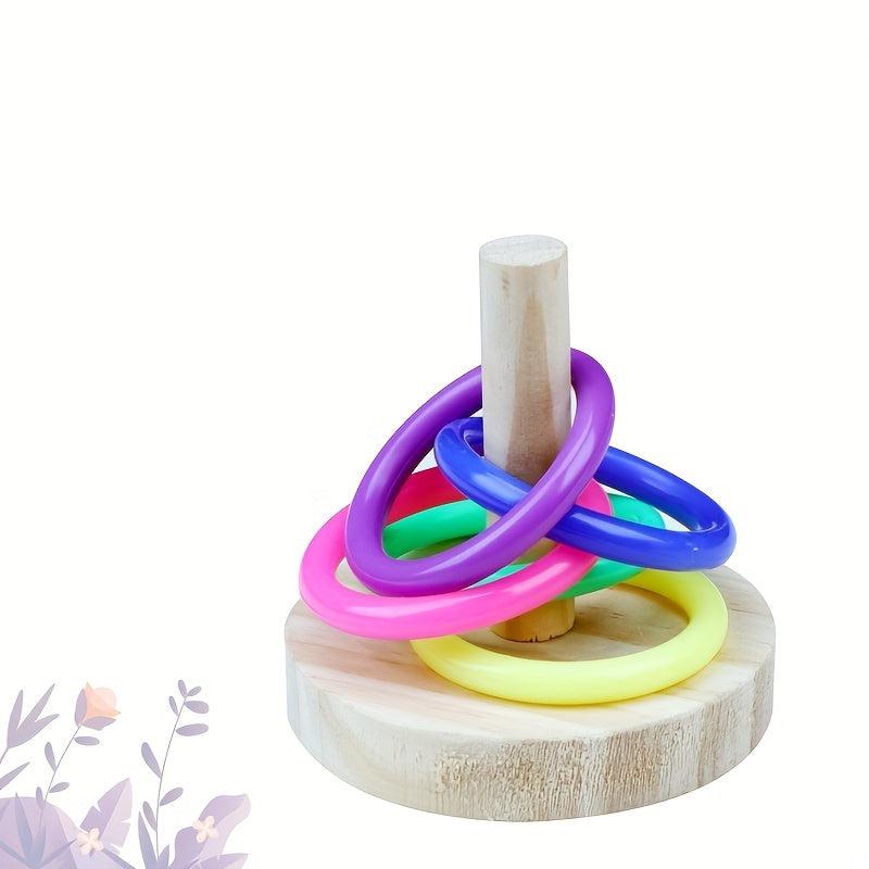 Wooden Parrot Ring Toy Interactive Educational Toy