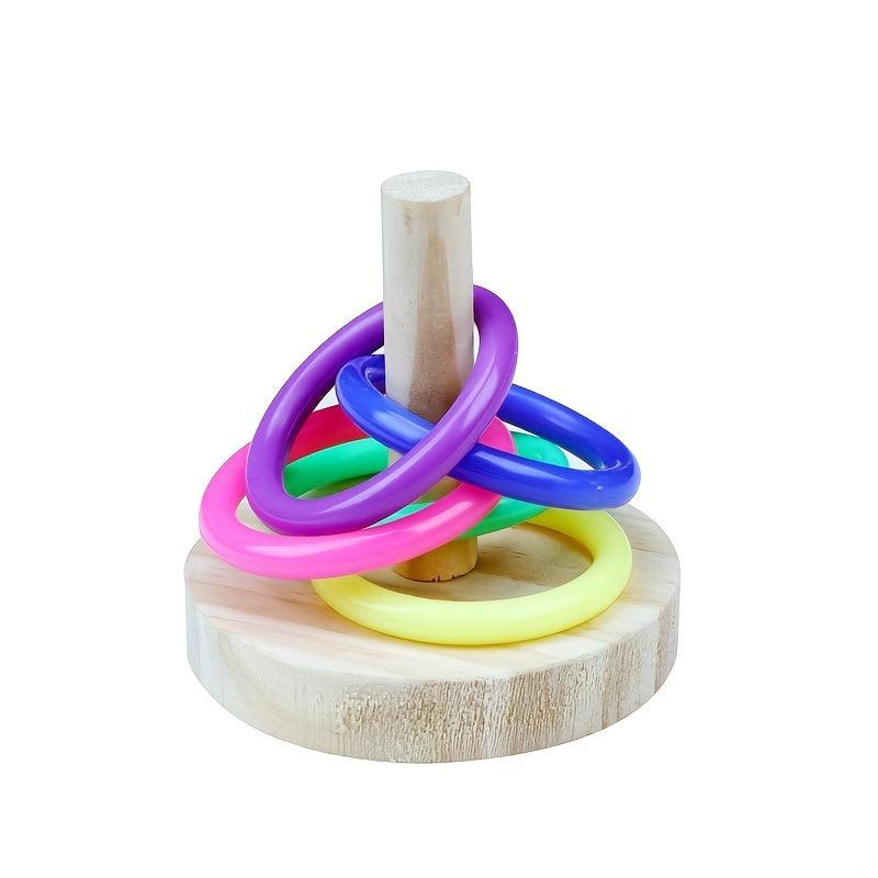 Wooden Parrot Ring Toy Interactive Educational Toy