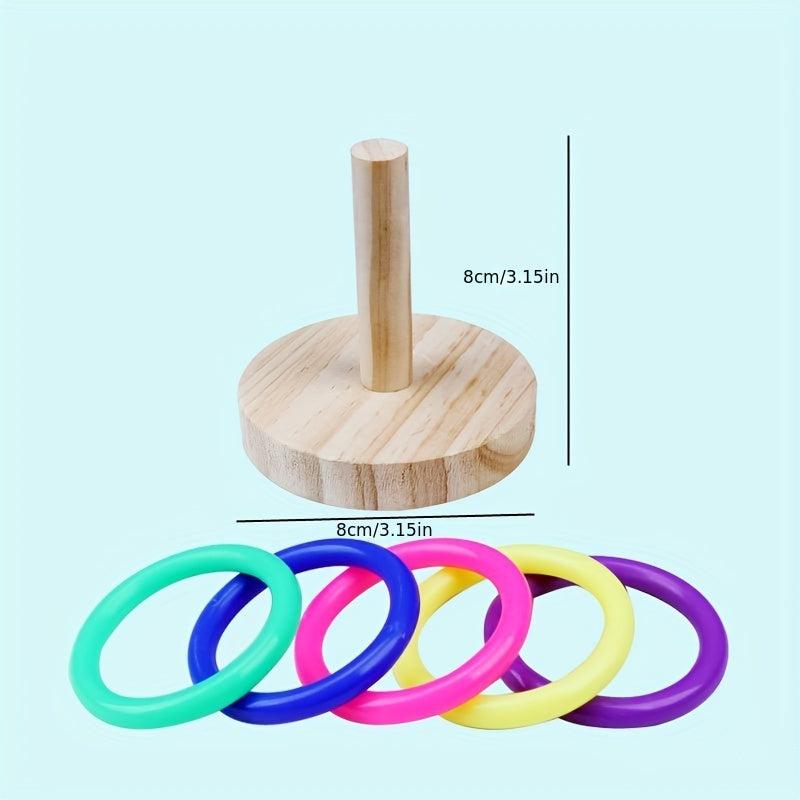 Wooden Parrot Ring Toy Interactive Educational Toy