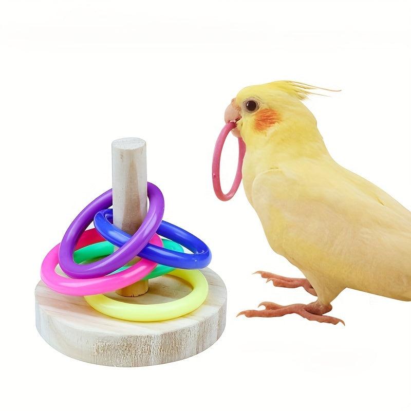Wooden Parrot Ring Toy Interactive Educational Toy