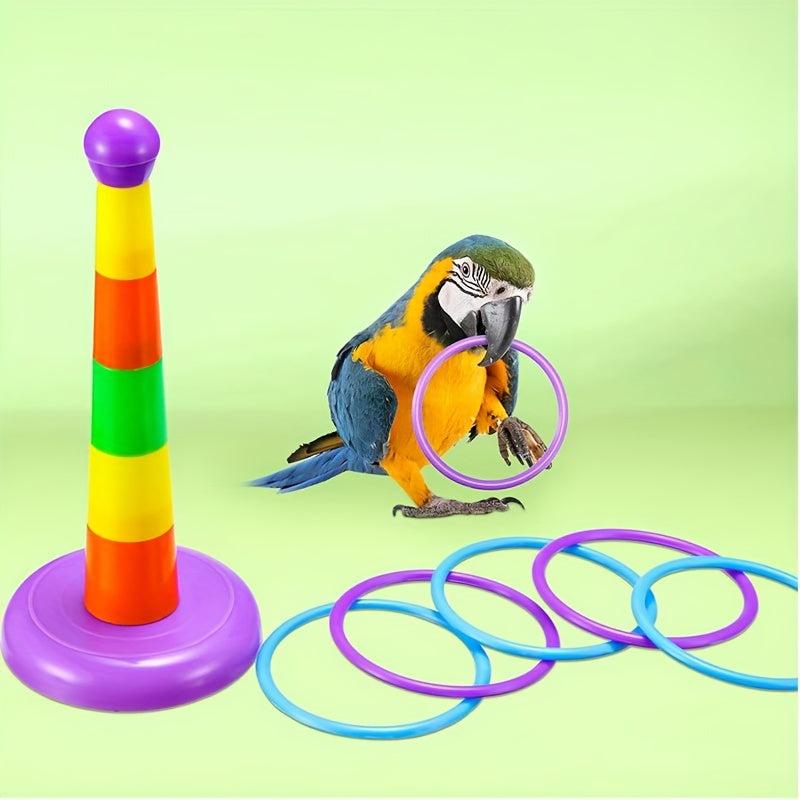 5pcs Parrot Puzzle Toys Set | Mini Shopping Cart Stacking Ring