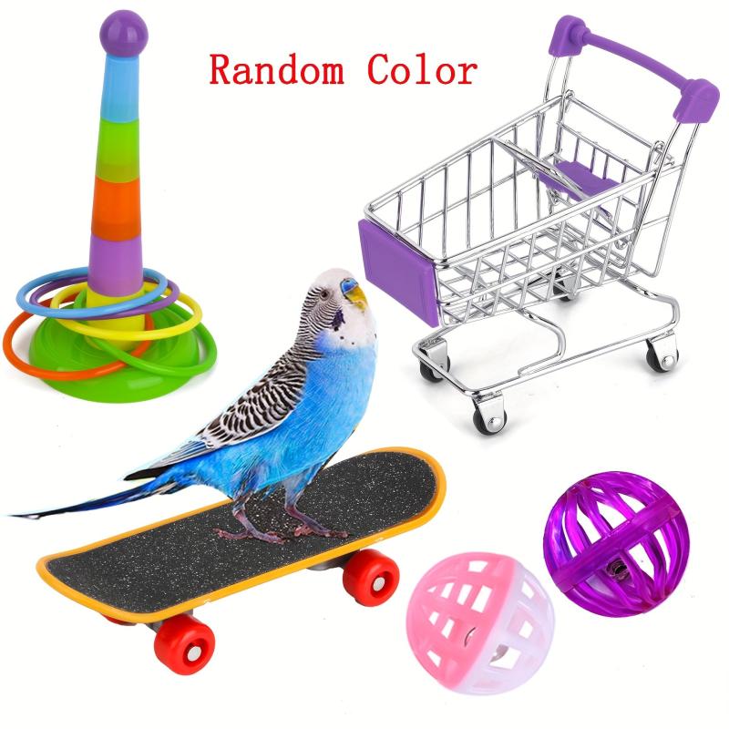 5pcs Parrot Puzzle Toys Set | Mini Shopping Cart Stacking Ring
