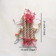 Bird Toy Parrot Standing Pole Chew Toys Handwoven Colorful Shredded Paper Toy