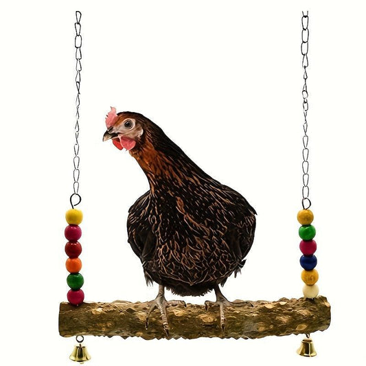 Colorful Beaded Chicken Swing Toy for Hens with Stand