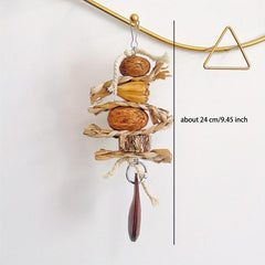 Natural Corn Leaf and Nut Bird Chew Toy with Stainless Steel Hook