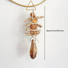 Natural Corn Leaf and Nut Bird Chew Toy with Stainless Steel Hook