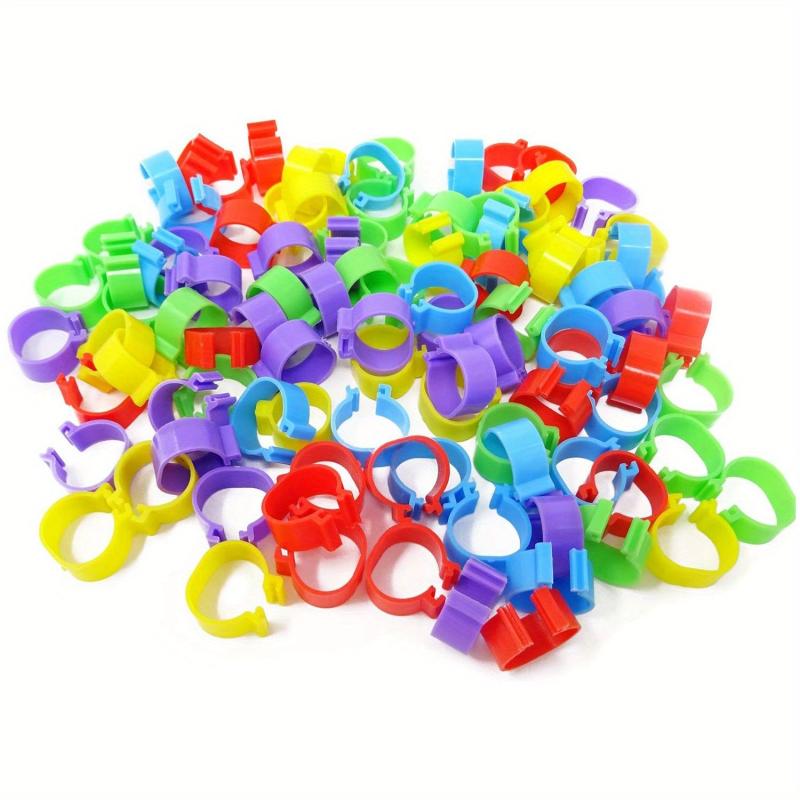 100pcs Numbered Chicken Leg Bands, 5 Colors