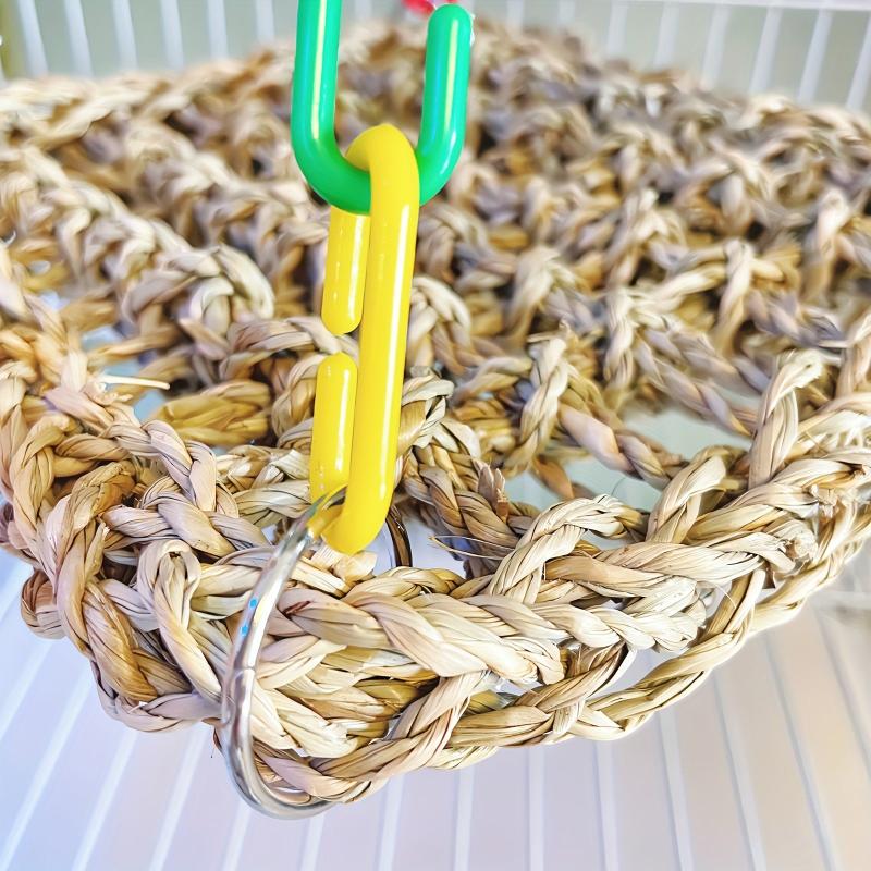 Colorful Parrot Swing Foraging Chew Toy Seagrass Mat Bird Hammock