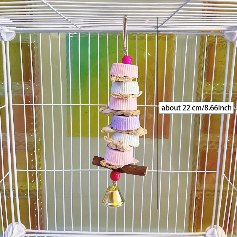 Colorful Parrot Swing Foraging Chew Toy Seagrass Mat Bird Hammock