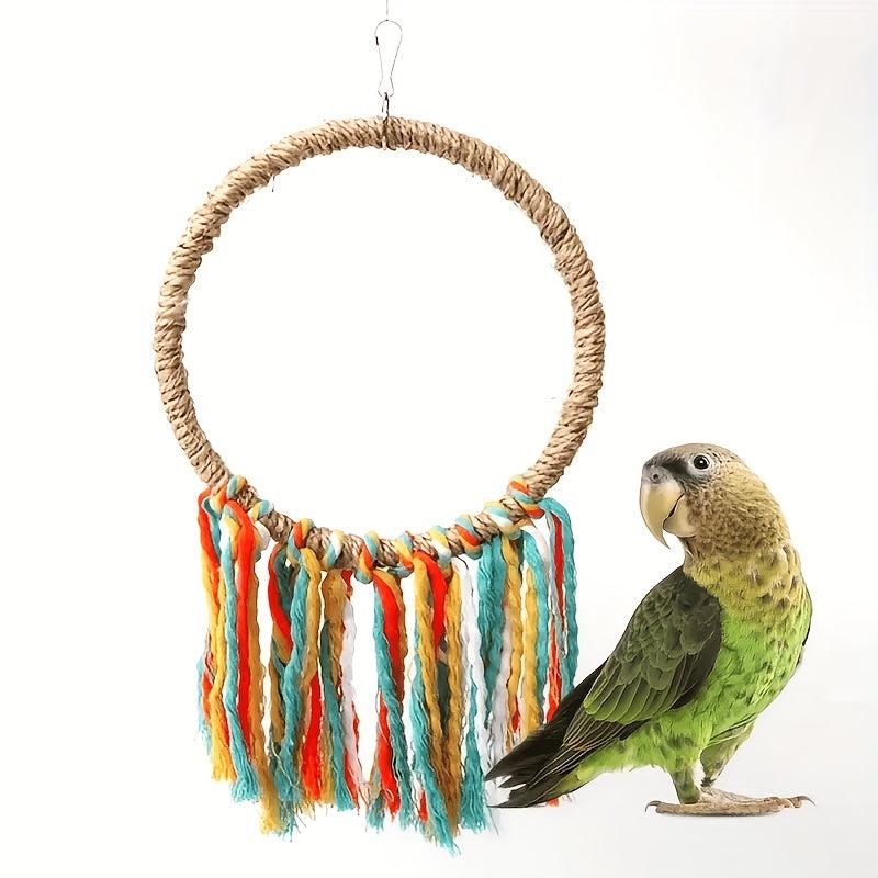 Parrot Toy Sisal Hanging Ring Bird Chew Toy