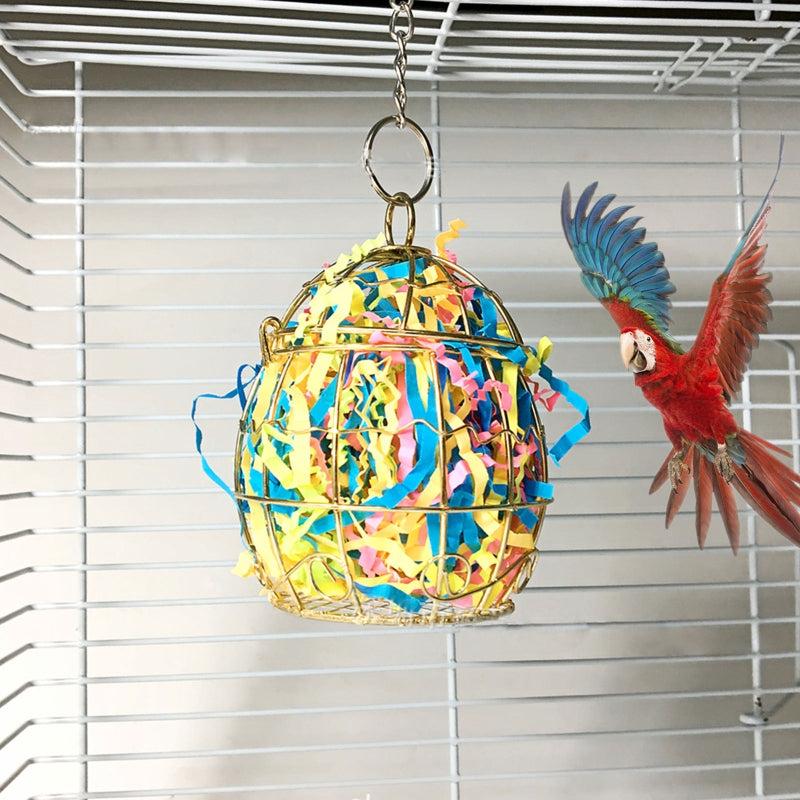 Metal Cage for Parrot Food Storage and Chewing