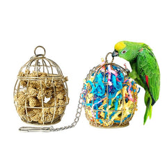 Metal Cage for Parrot Food Storage and Chewing