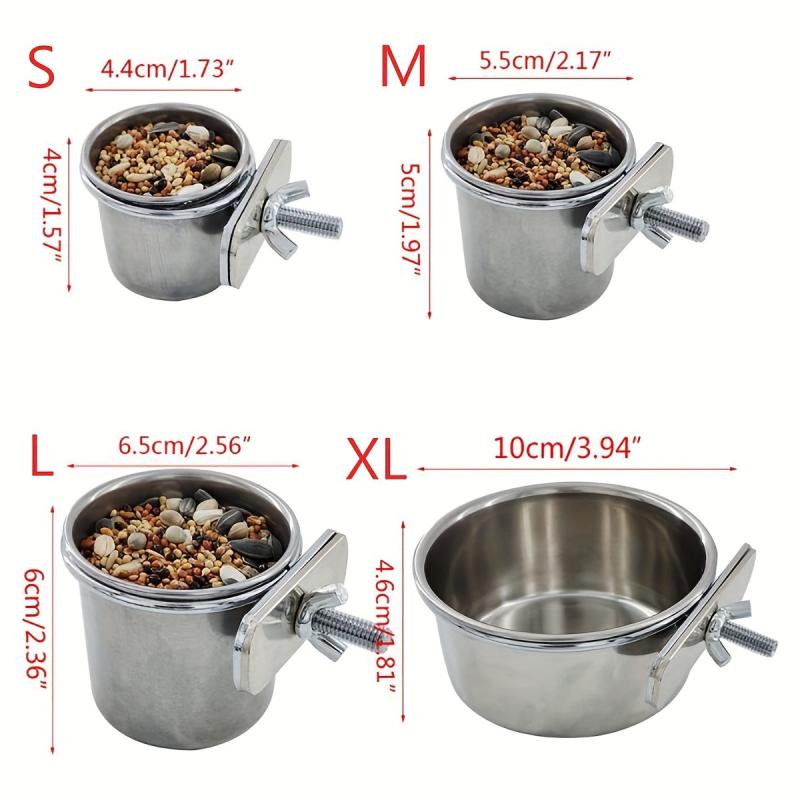 Parrot Food Cup Stainless Steel Hanging Feeder