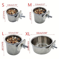 Parrot Food Cup Stainless Steel Hanging Feeder