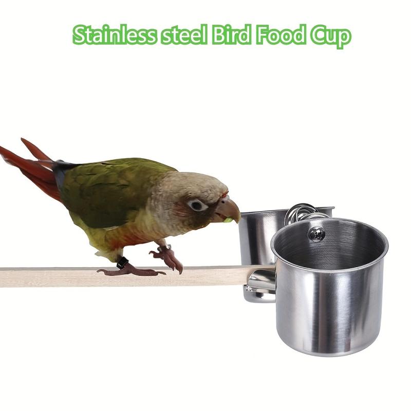 Stainless Steel Parrot Myna Bird Feeder & Water Bowls
