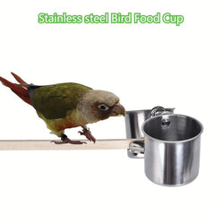 Stainless Steel Parrot Myna Bird Feeder & Water Bowls