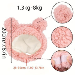 Knitted Bear Head Pet Hat Warm Headdress