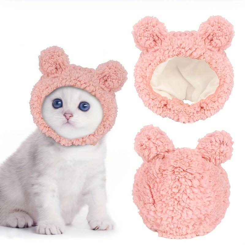 Knitted Bear Head Pet Hat Warm Headdress