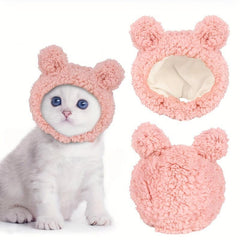Knitted Bear Head Pet Hat Warm Headdress