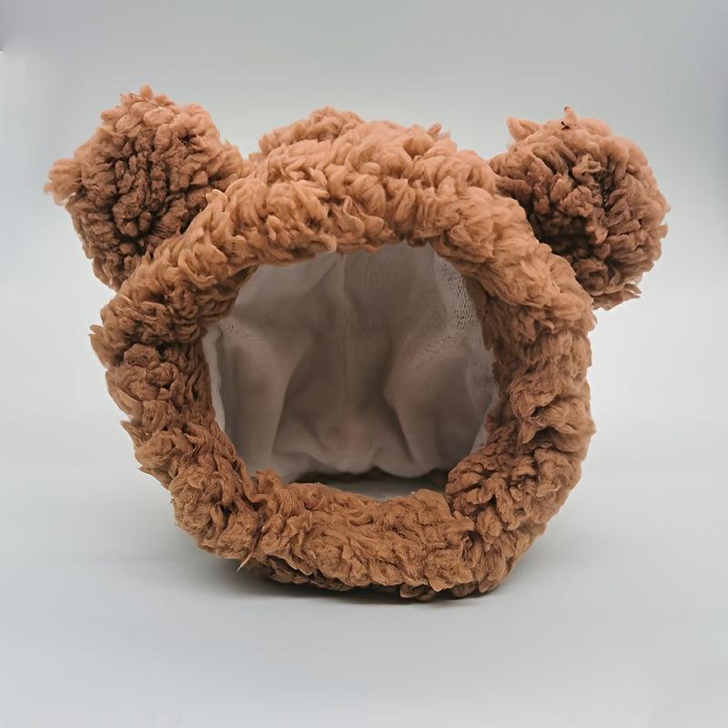 Knitted Bear Head Pet Hat Warm Headdress
