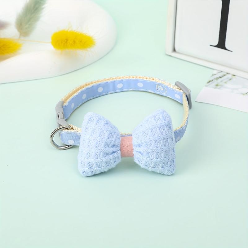 Lovely Polka Dot Pet Collar with Bow Knot