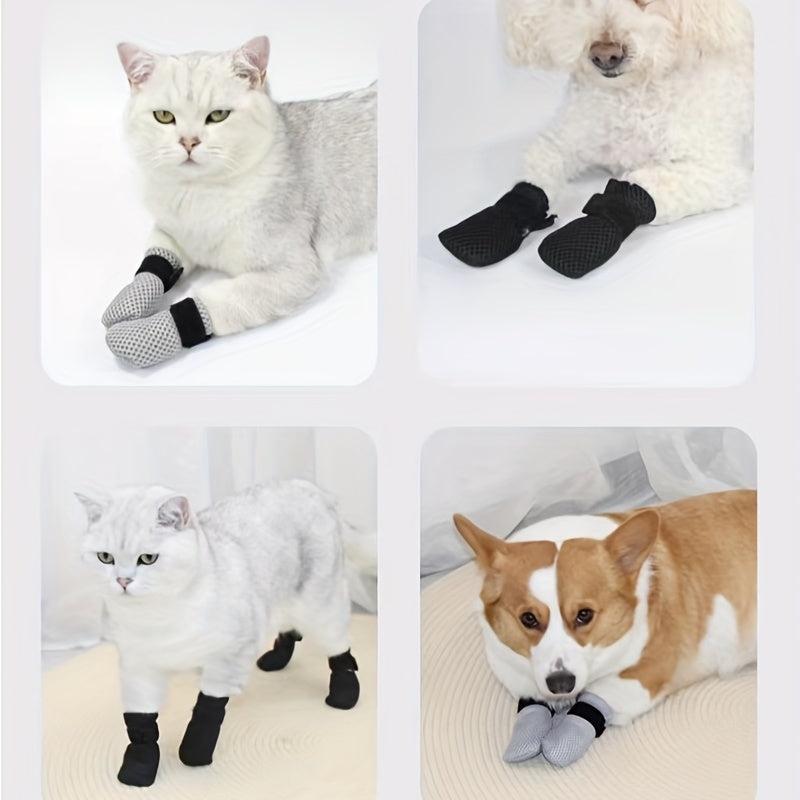 4pcs Cat Claw Covers No Slip Socks Cat Paw Protector Claw Cap For Kitten
