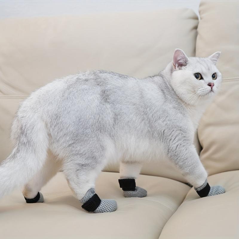 4pcs Cat Claw Covers No Slip Socks Cat Paw Protector Claw Cap For Kitten