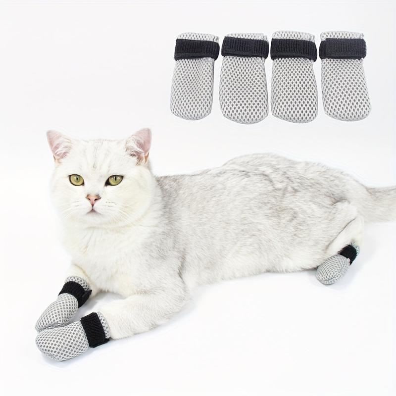 4pcs Cat Claw Covers No Slip Socks Cat Paw Protector Claw Cap For Kitten